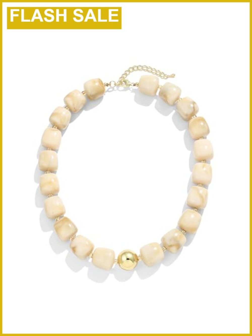 Chunky Square Resin Beaded Statement Necklace with Extender